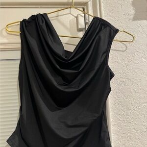 SHEIN Black Draped Blouse